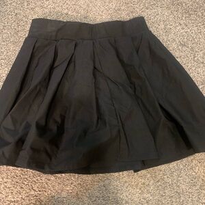 SHEIN Black Pleated Skater Mini Skirt